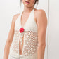 Rosette Crochet Knit Halter Top