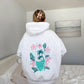 Pearl Grey Surfing The Waves Embroider Hoodie