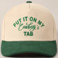 Put It On My Cowboy's Tab Two-Tone Corduroy Cap
