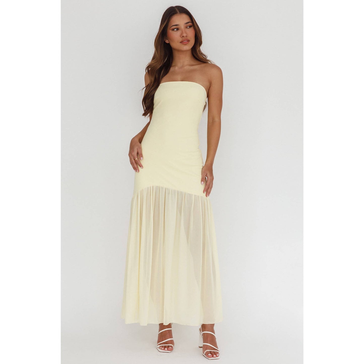 Strapless Sheer Maxi Dress
