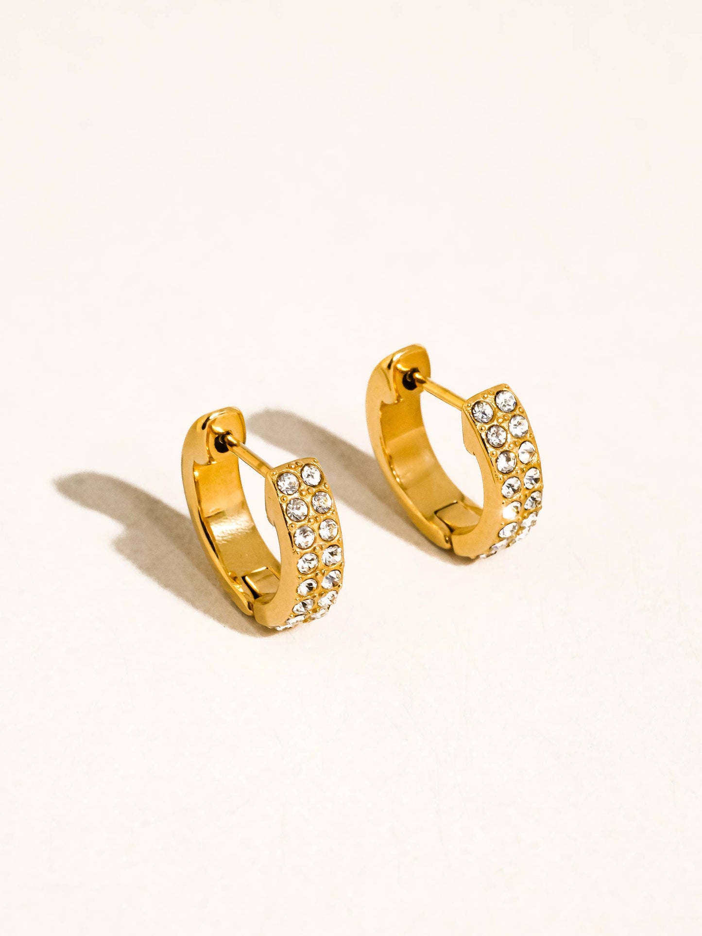 Lush 18K Gold Non-Tarnish CZ Pave Huggie Earrings