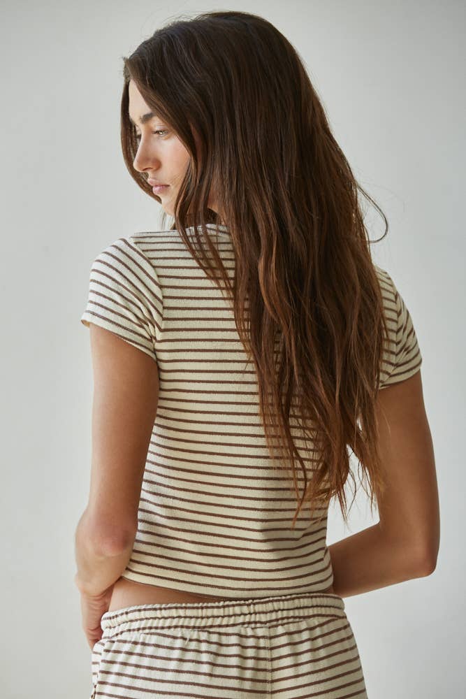 Knit Striped Short Sleeve Top