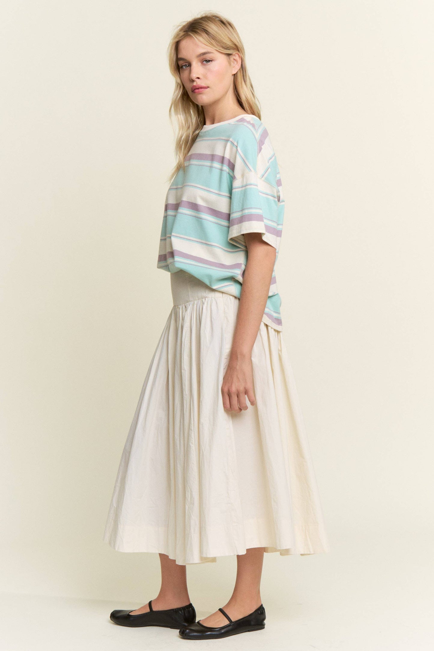 Stripe Oversized Short Sleeve Top