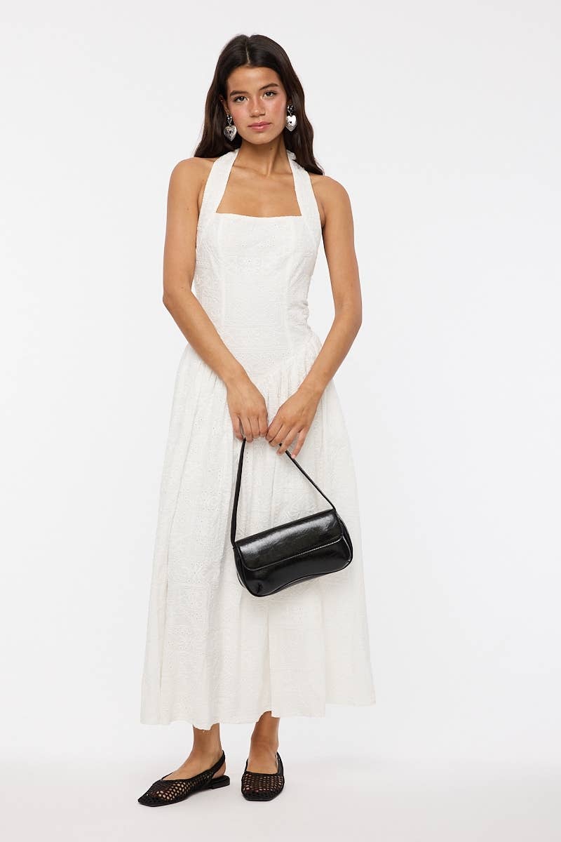 Bohemian Style White Halter Dress