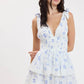 FLORAL TIE STRAP LAYERED LACE MINI DRESS