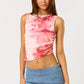 Mesh Floral Print Sleeveless Top