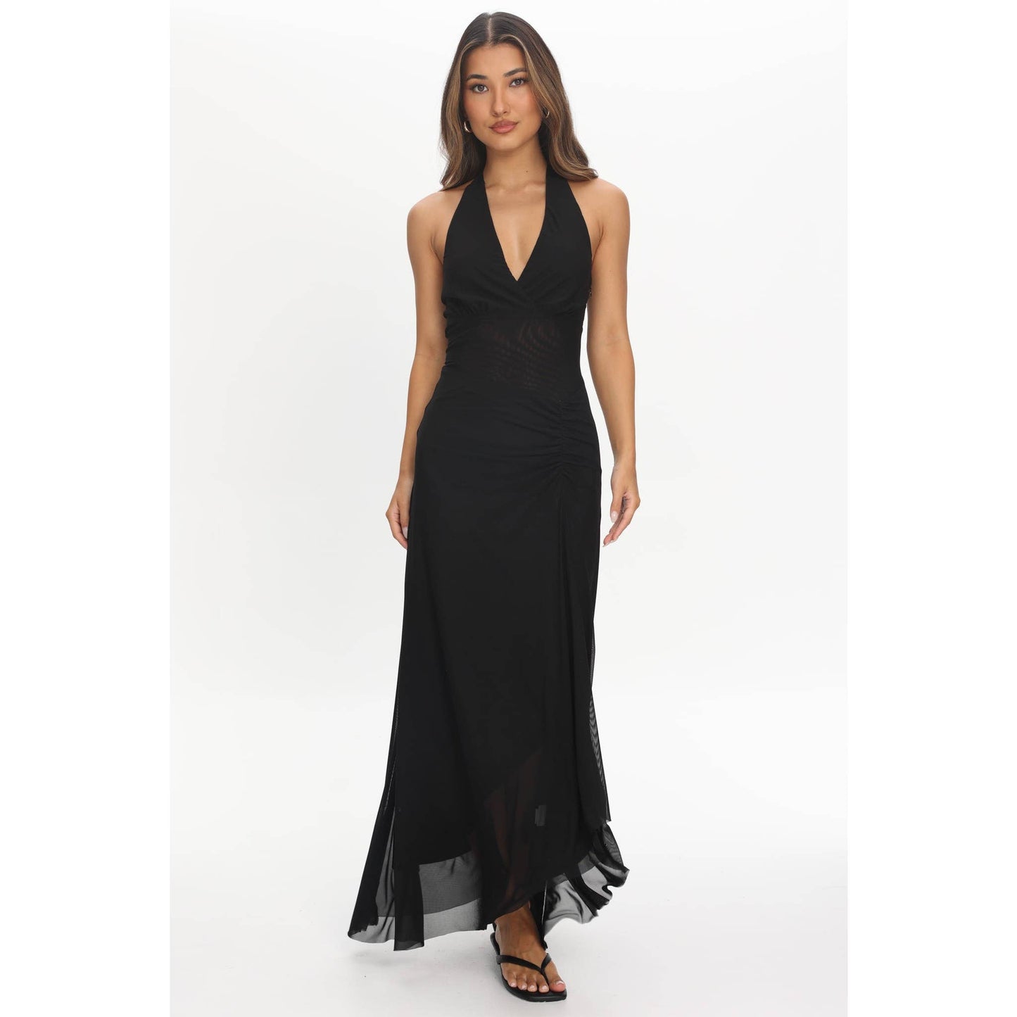 DEEP V HALTER MAXI DRESS