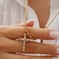 Selma 18K Gold Non-Tarnish CZ Cross Pendant Necklace