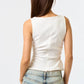 Knit Boatneck Tank with Side Ruched Detailing