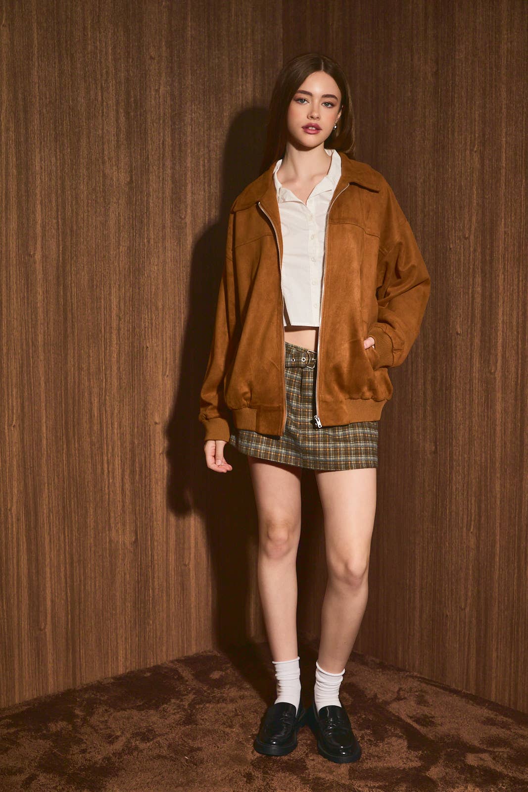 OVERSIZED SUEDE BOMBER JACKET