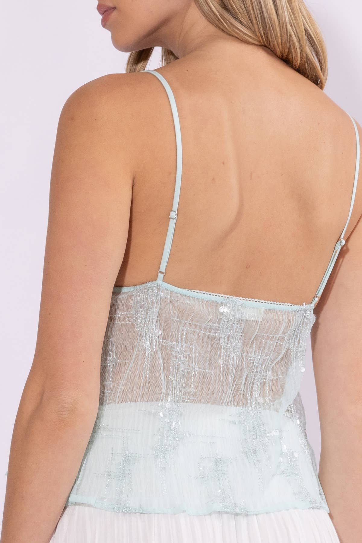 Lace Cup Detailed Cami Sequins BabyDoll Top