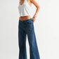Mid Rise Stretch Palazzo - DARK DENIM