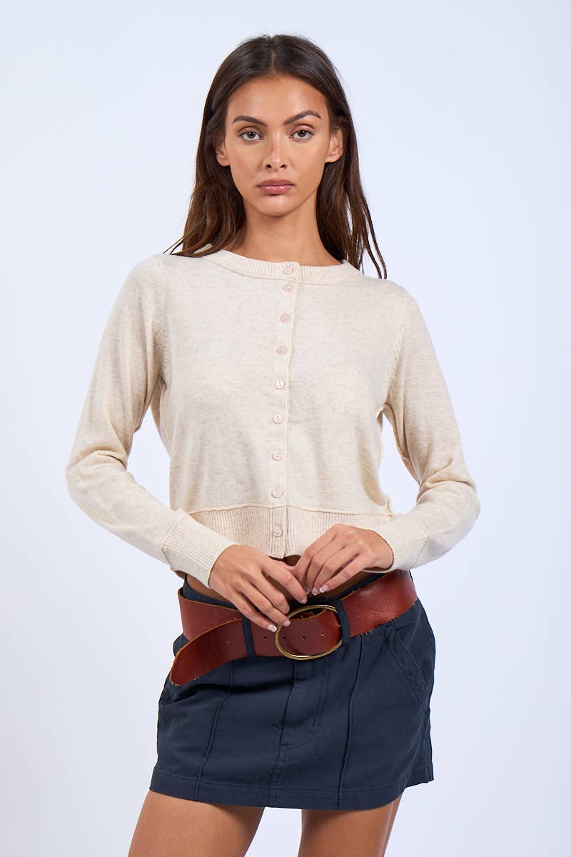 Boat Neck Button Knit Sweater