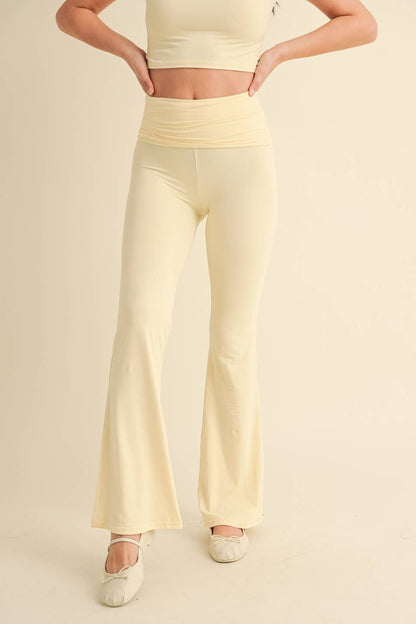 Soft Knit Foldover Flare Pants