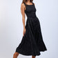 Satin Foral U-Shape Boat Neck Flare Midi Dress