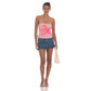 Mesh Floral Ruched Tube Top