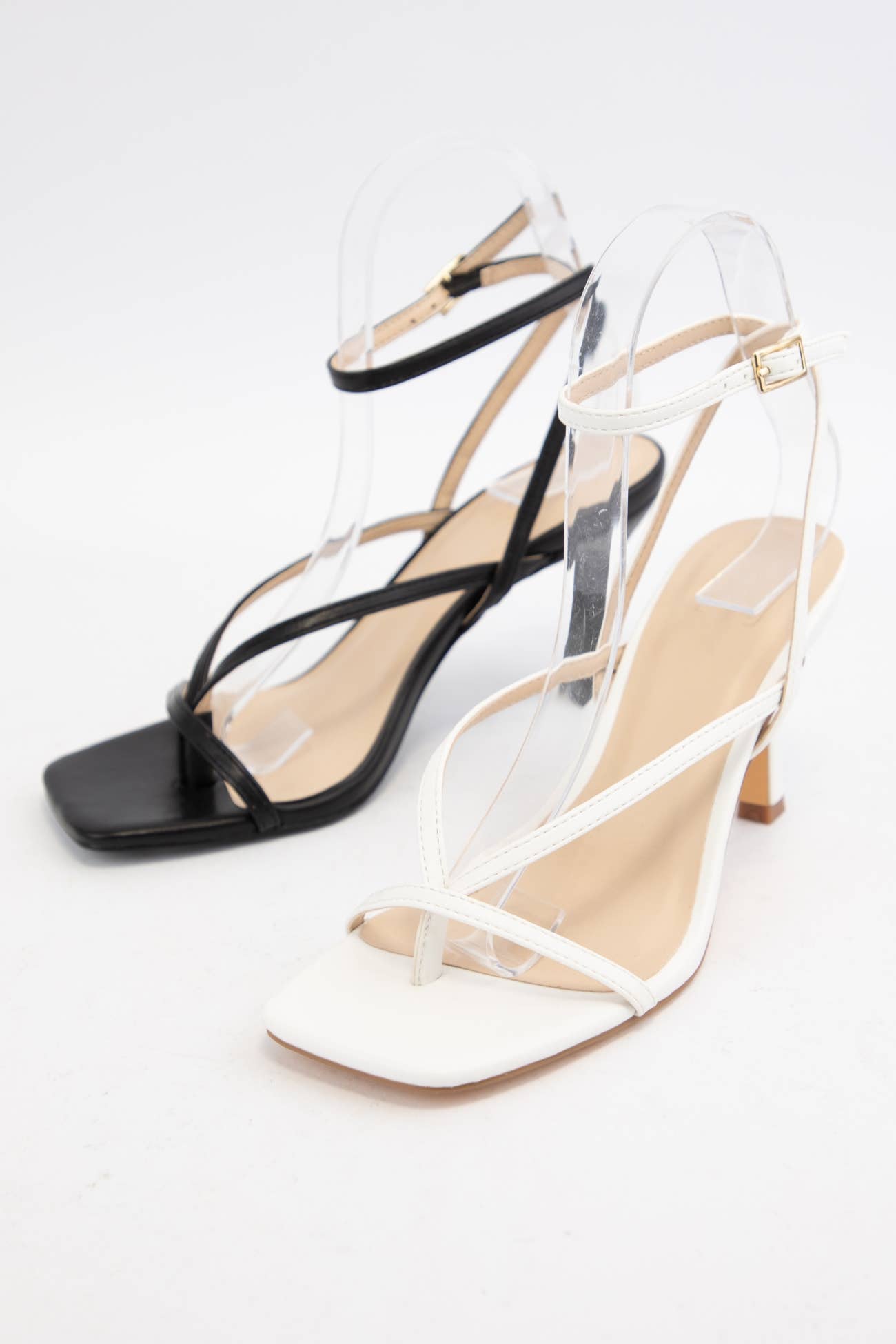 Open Square Toe Strappy Sandal Heel