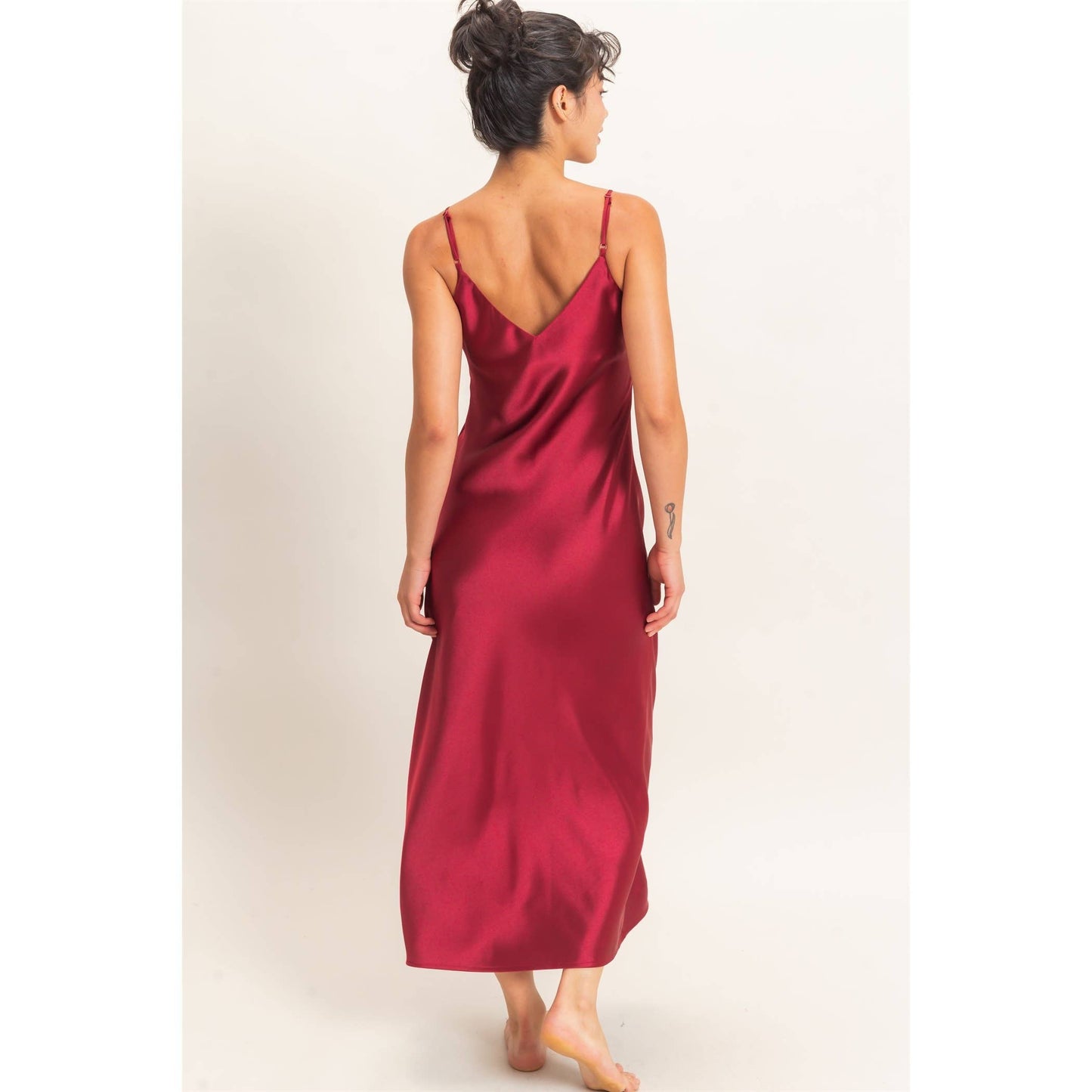 Satin V-Neck Slip Dress