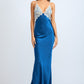 Blue Satin Maxi Dress