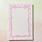 Pink Gingham Bow NotePad