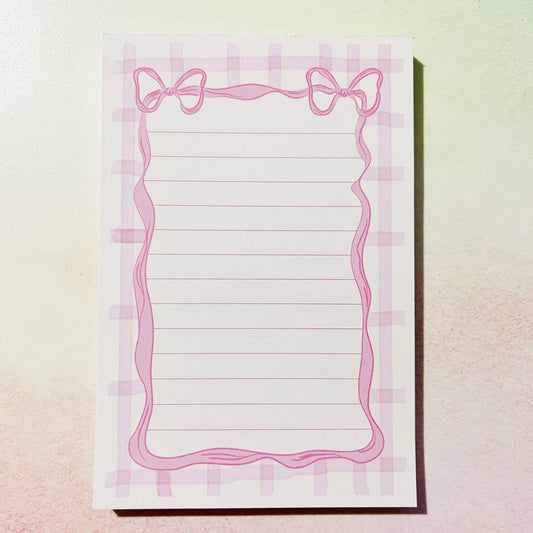 Pink Gingham Bow NotePad