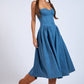 Denim Fit & Flare Midi Dress