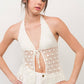 Rosette Crochet Knit Halter Top