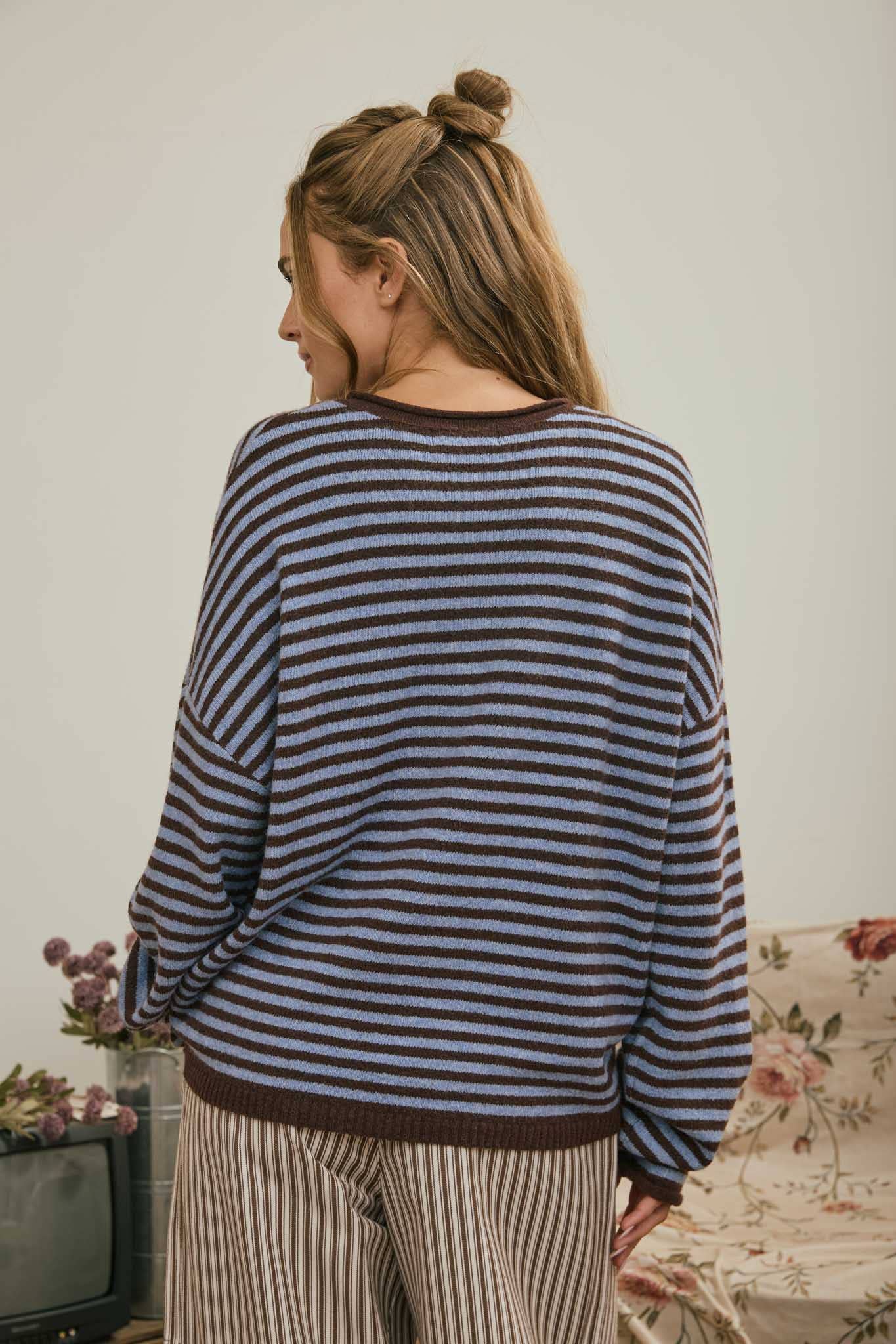 Henley Striped Sweater
