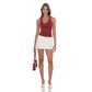 Denim Mini Skort in Ivory
