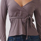 WRAP PLUNGE LONG SLEEVE TOP