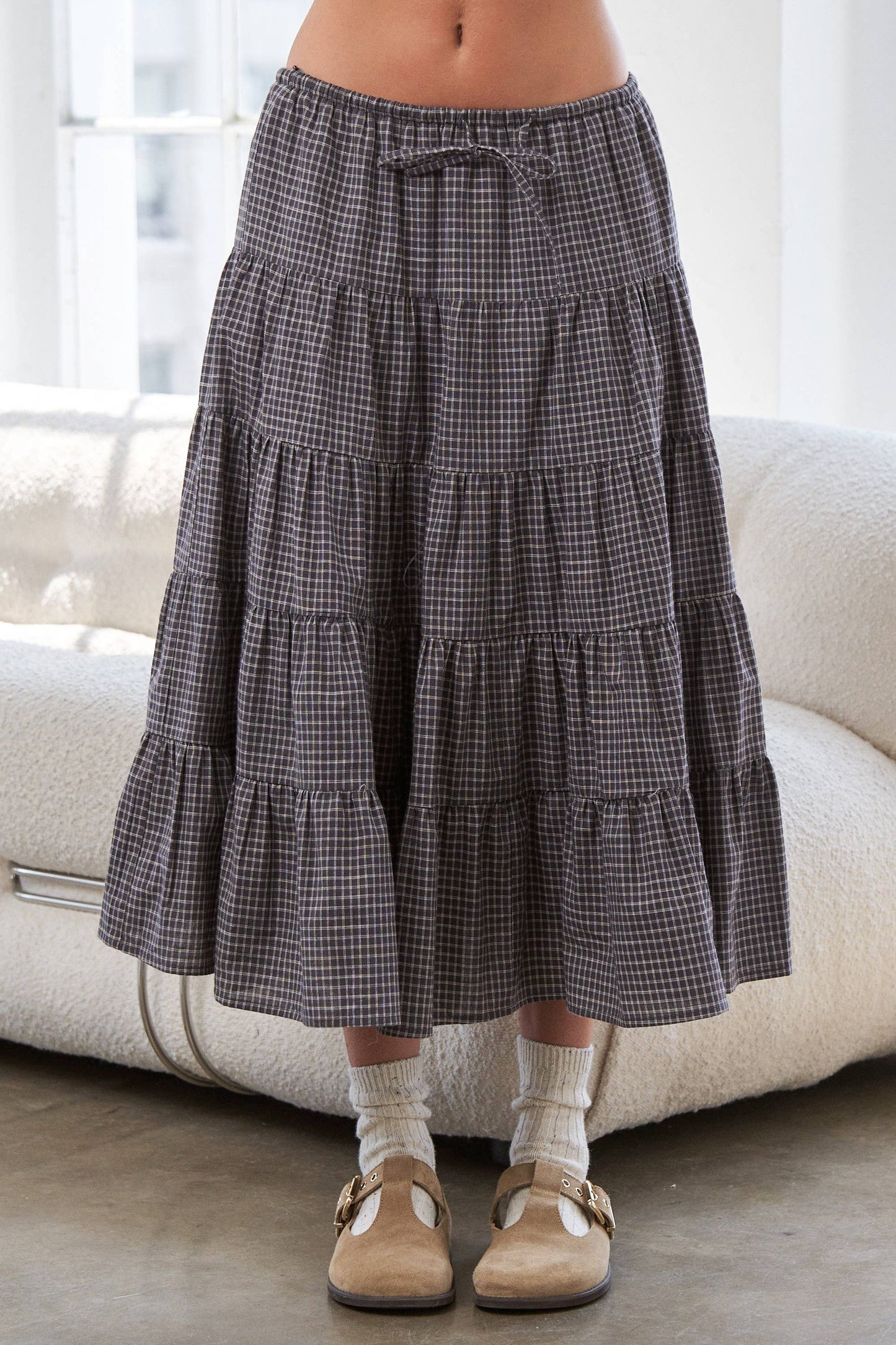 Tiered Gingham Skirt