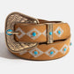 Turquoise Studs Concho Buckle Vegan Leather Belt