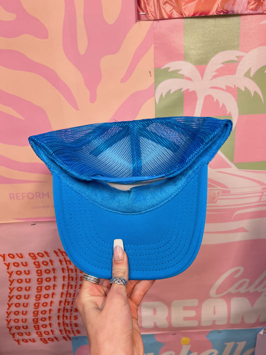 Fuck Around N' Find Out Trucker Hat: Blue/Pink