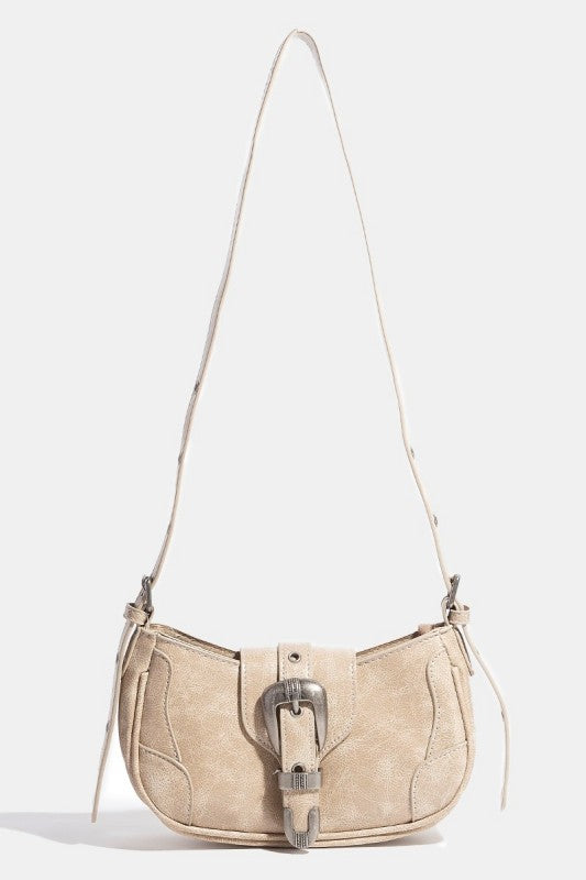 Western Buckle Accent Multi Panel Shoulder Bag