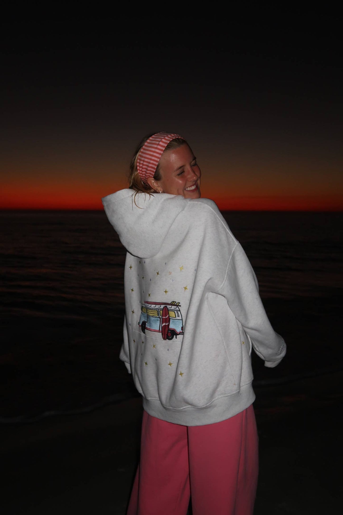 Pearl Grey Van Star Embroider Hoodie