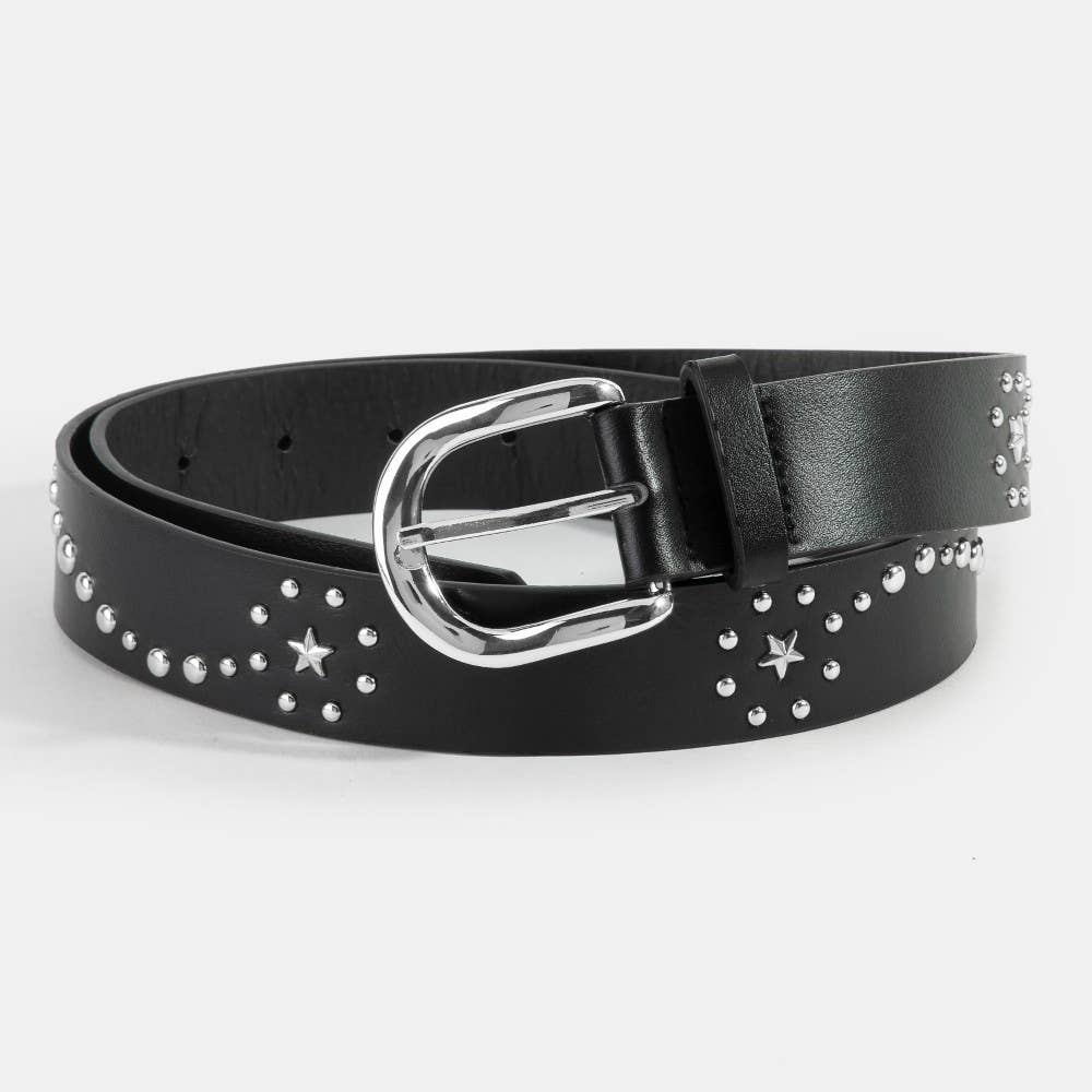 Studded Star Vegan Leather Belt