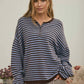 Henley Striped Sweater