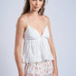 Soft White Eyelet Lace Ruffle Trim Cami Top