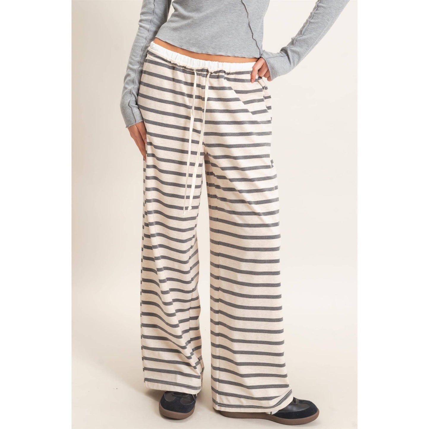 Striped Wide-Leg Pants