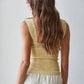 Knit Seamless Ribbed Tank Top with Lace Trim