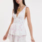 FLORAL TIE STRAP LAYERED LACE MINI DRESS