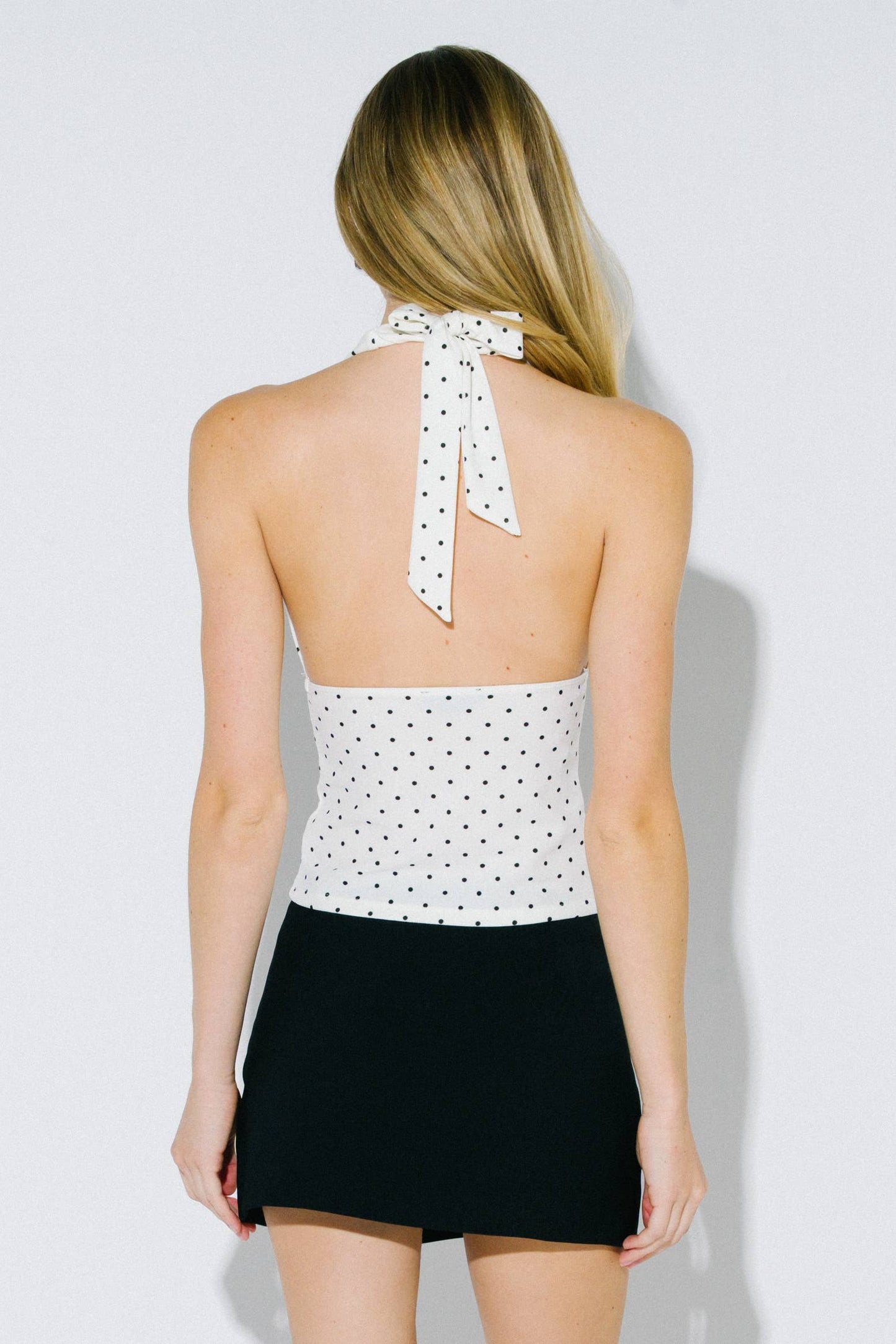 Polka Dot Crepe Tiered Halter Top