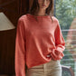 Knit Sweater Rolled Round Neck Pullover Top