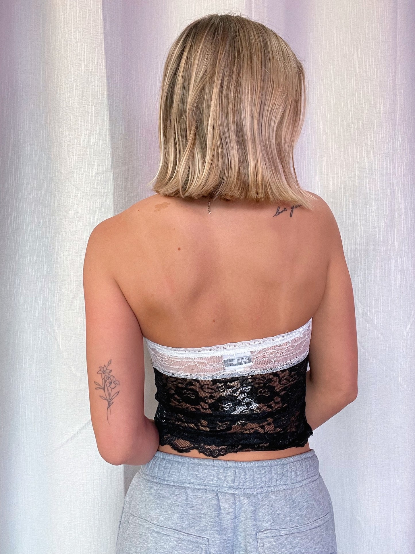 Long Lace Strapless Top