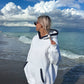 Pearl Grey Navy Blue Polka Dot Hoodie