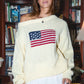 American Flag Knit Off The Shoulder Sweater