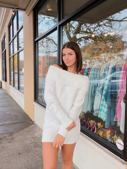 Off The Shoulder Sweater Dress