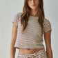 Knit Striped Short Sleeve Top