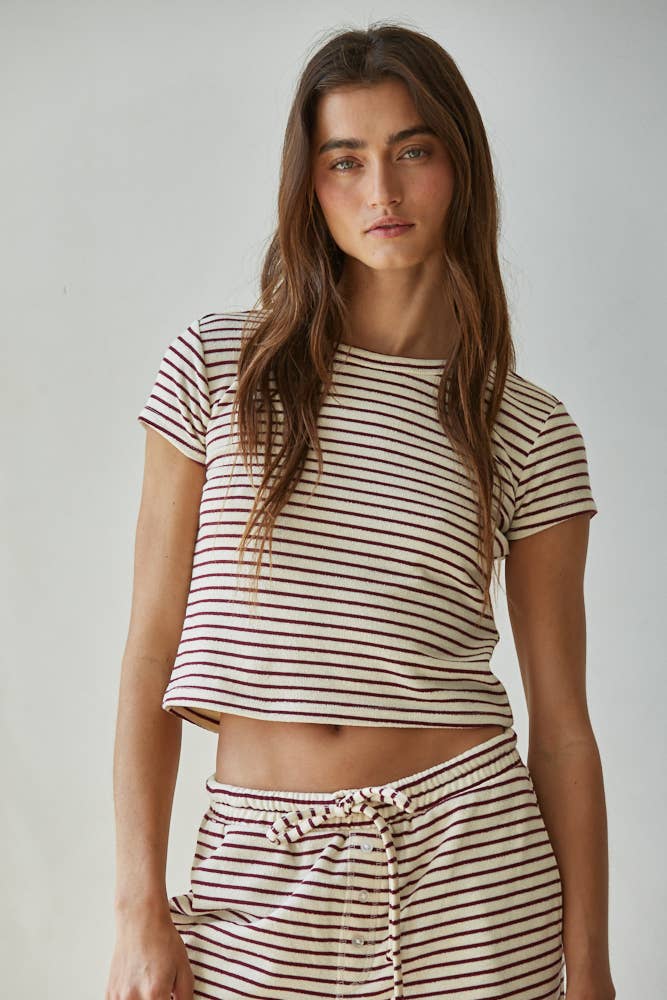 Knit Striped Short Sleeve Top