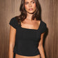 SQUARE NECK CAP SLEEVE TOP